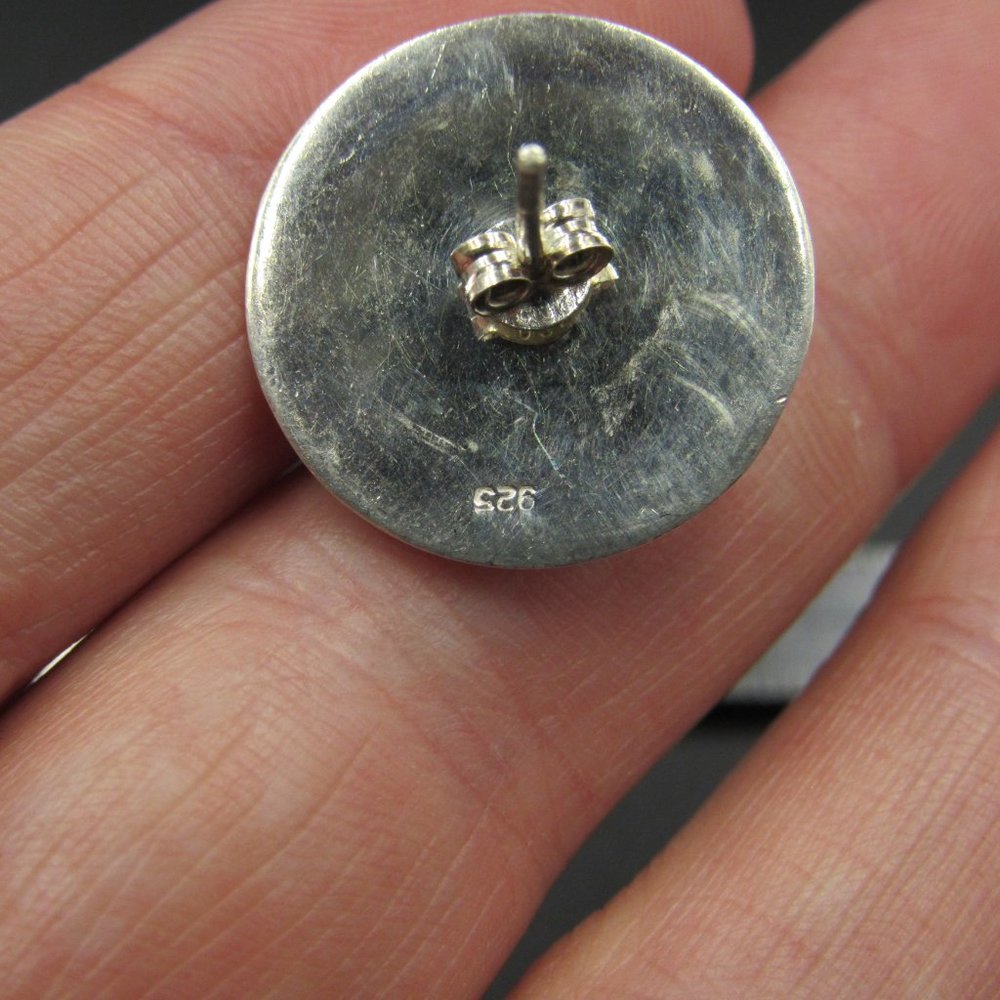 Sterling Unique Shield Style Dangle Earrings - image 4